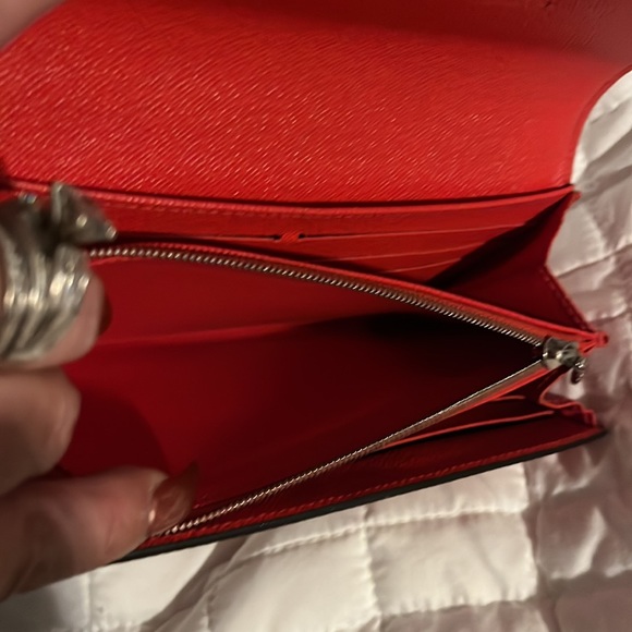 RARE authentic Louis Vuitton red epi leather twist lock  long wallet - Picture 10 of 13